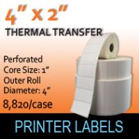 Thermal Transfer Labels 4" x 2" Perf